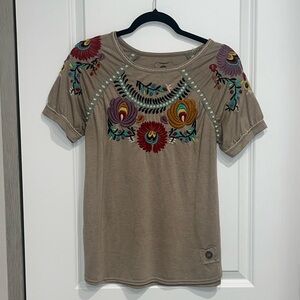 Double D Ranch Women Short Sleeve T-Shirt Embroidered Western “Flawed”
